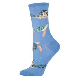 Socksmith Womens Sea Turtles Novelty Crew Socks Blue One Size Fits Most - NWT